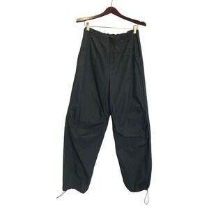 Cotton On 100% Cotton Black Cargo Jogger Pants Cinch Hem Pockets Lightweight 4